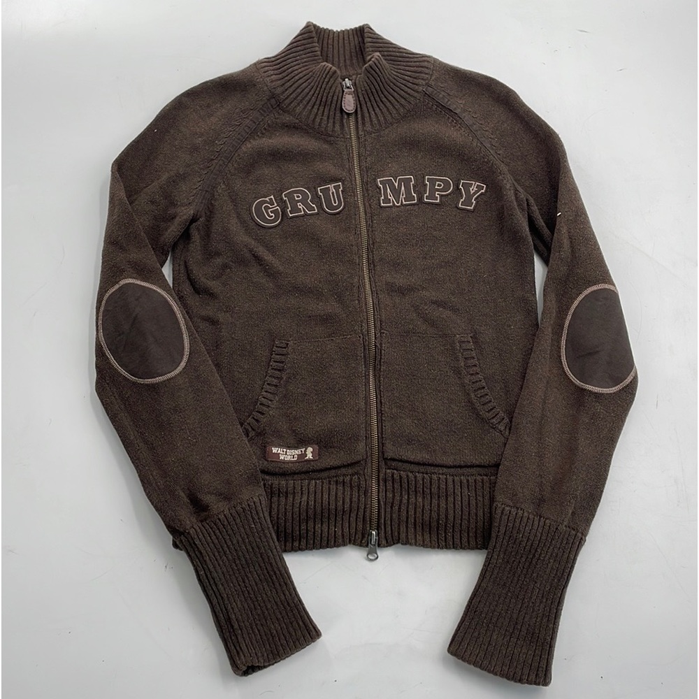 Walt Disney Grumpy Full Zip Brown Sweater Size small